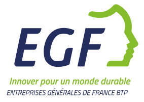 Logo EGF (Entreprises Générales de France BTP) Innover pour un monde durable