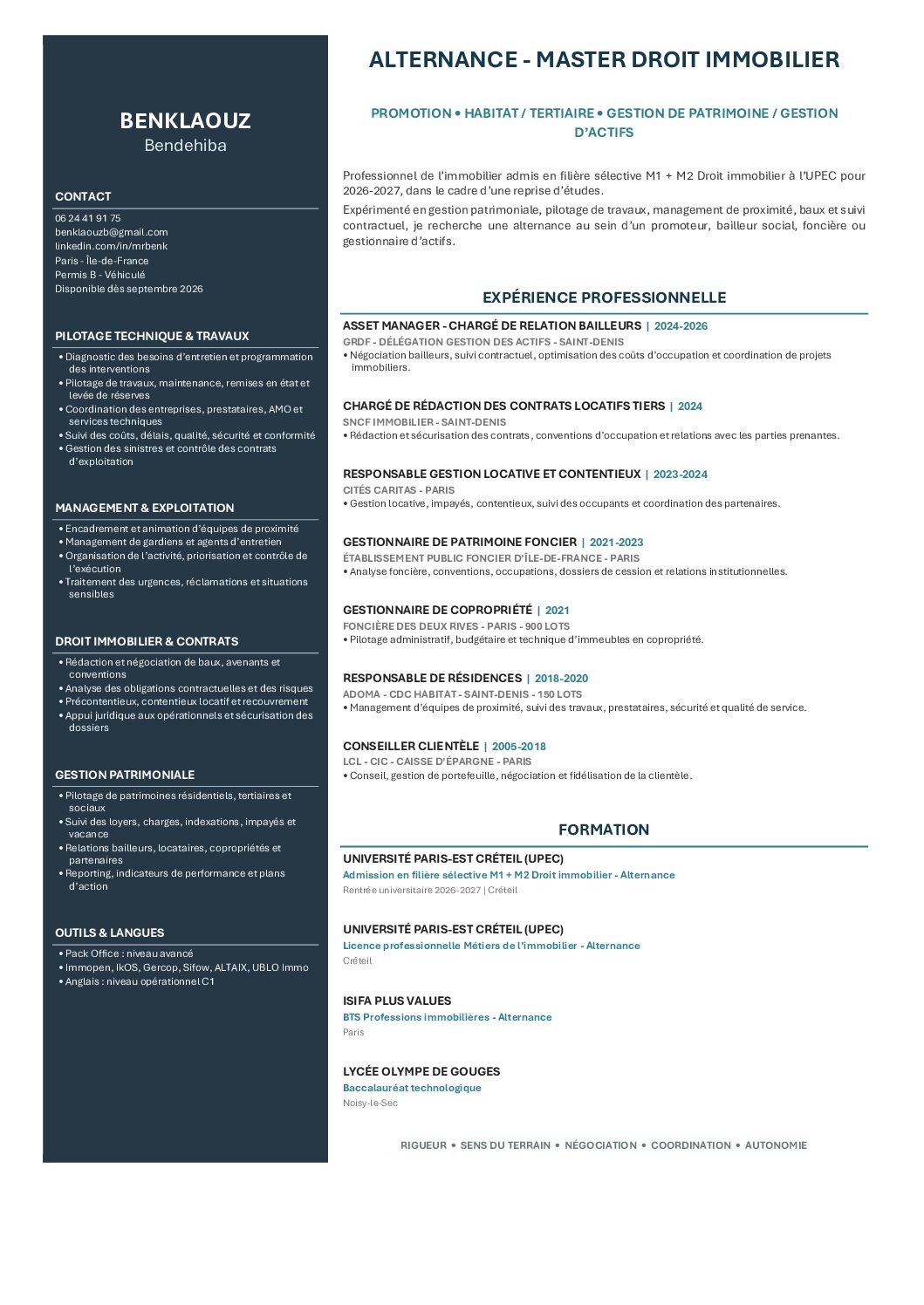 CV M1 BENKLAOUZ Bendehiba