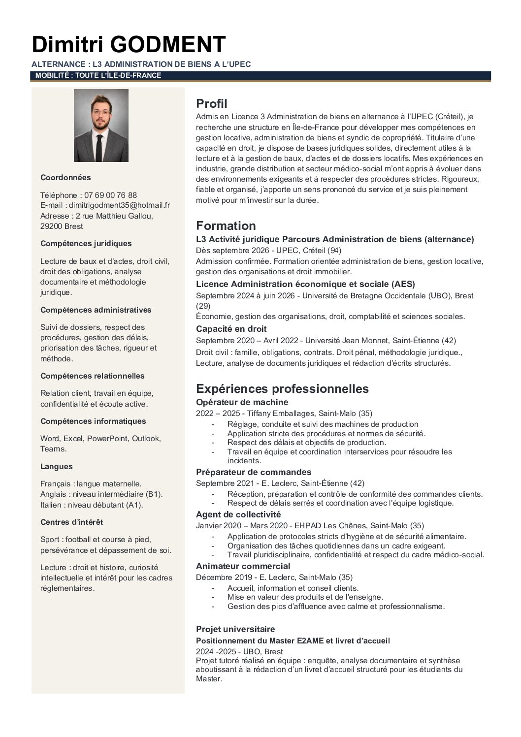CV DIMITRI GODMENT