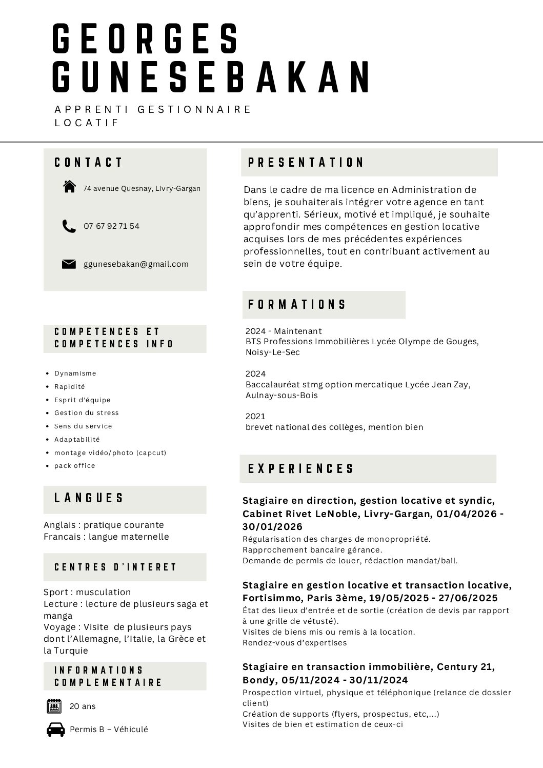 CV GEORGES GUNESEBAKAN