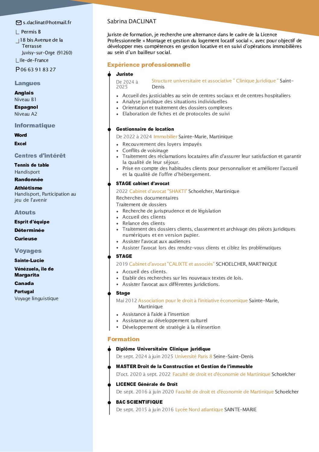 CV Sabrina DACLINAT
