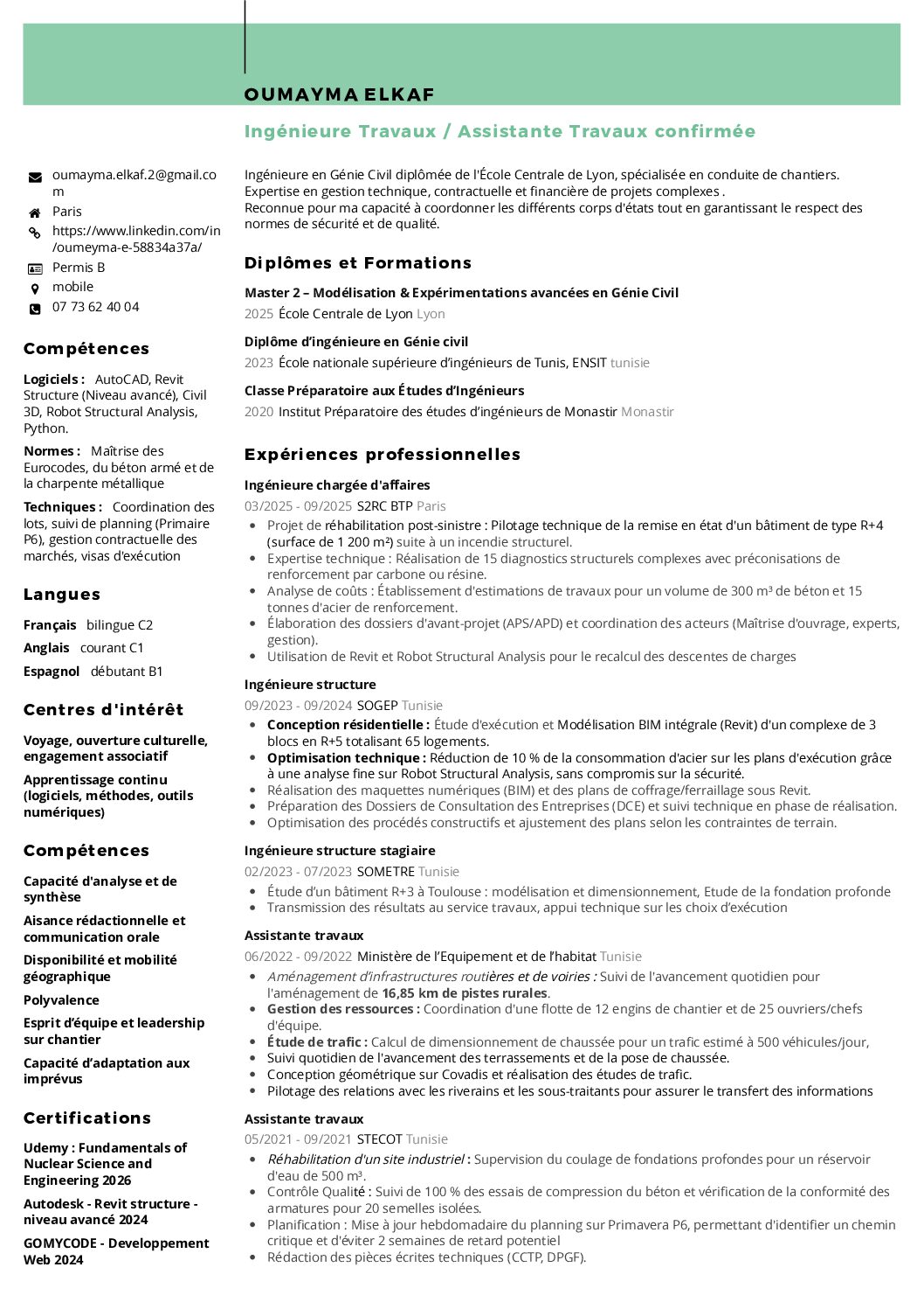 CV_Oumayma_Elkaf-Ingénieure travaux