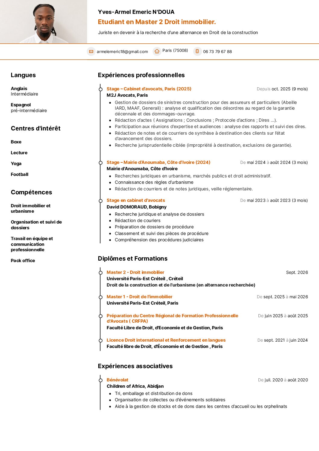 CV M2 Yves-Armel Emeric N&rsquo;DOUA